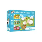Toys, 4 Puzzles in a Box - Farm Themed, Multi Sized/Piece Puzzles