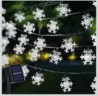 100 LED Solar Christmas Snowflake Lights Outdoor, 39 FT Solar Powered
