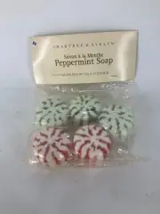 Crabtree & Evelyn Chrismas Starlight Peppermints Soap Green & Red Set of 5 NEW