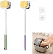 Pack of 2 Foot Brush for Shower Toe Gap Cleaning Brush Toe Cleaner with Long Handle Back Brush with Long Handle Foot Brush Toe Brush Foot Shower Brush for Seniors