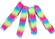 LIFKOME 4pcs Precut Craft Trim for Masks Gnomes and Costumes Rainbow Fluffy Patches for DIY Projects Easy to Attach and Transform Your Creations