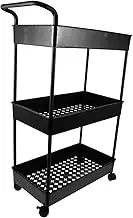 MAGICLULU Multi-layer Shelf Cart Storage Shelves with Wheels Utility Room Organization and Storage Rolling Shelves with Wheels Snack Shelf Plastic Black