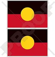 Australia Aboriginal, Australian Aborigines Flag 4" (100mm) Vinyl Bumper-Helmet Stickers, Decals x2