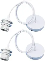 Kanyka 2 x E27 Metal lamp Suspension Set, lamp Holder, Pendant Light kit, lamp Holders with 100 cm Cable, for bar, Cafe, Home, Hotel