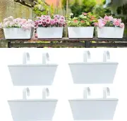 Lalagreen Hanging Planter for Rail - 4 Pack, 12 Inch White Metal Rectangle Hangi