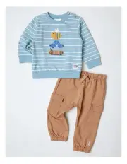 [Jack & Milly] Beau Dino Top & Bottom Set in Blue