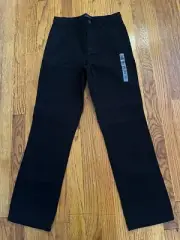 Children's Place Boys Flat Front Black Chino Pants, Adjustable Waist, 12, NWT.