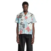 [S.S.DALEY] Leaf Print Cotton Poplin Shirt Multicolor
