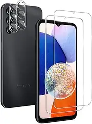 Galaxy A14 Tempered Glass Screen Protector + Camera Lens Protector [ 2 + 2 Pack ][Fingerprint Unlock] [Anti-Scratch] [Case Friendly] Clear HD Protective Film for Samsung Galaxy A14 5G