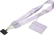 uxcell Adjustable Phone Strap with Zippered Wallet and Patches Anti-Theft Cellphone Lanyard for Gym Concerts Travel Shopping, Light Purple
