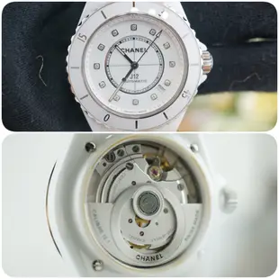 【流當二手精品】 CHANEL 香奈兒 J12 白色鑲鑽陶瓷腕錶 機械鑽 38mm - 93成新 富玉當舖