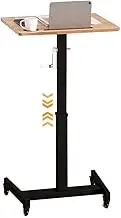 Standing Desk Stand Up Desk Adjustable Height Training Institution Lifts Adjustable Desk with Long Card Slot + Cup Holder, School Mobile Lecture Table, 360° Brake Roller