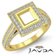 Princess Semi Mount Diamond Engagement Ring Pre-Set 14k Yellow Gold 1.65 Carat