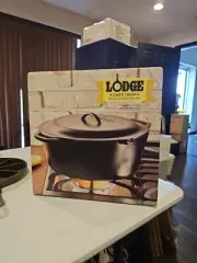 Lodge L8DD3 10.25 Seasoned Double Dutch Oven W/ Skillet Cover & Loop Handles...