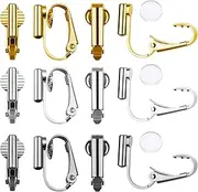 Tatuo Clip-on Earrings Converter Components with Post for Non-Pierced Ears 3 Colors and Comfort Earring Pads (Style D, 30 Pieces)