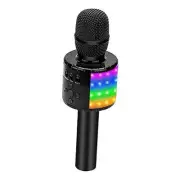 Wireless Bluetooth Karaoke Microphone with Controllable LED Lights, Black