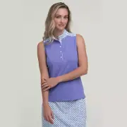 NEW Fairway & Greene Womens MARISOL SLEEVELESS Polo Cabana Blue L M32223 - LOGO