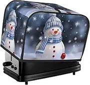Christmas Happy Snowman Toaster Cover 2 Slice Bread Machine Covers Waterproof Universal Size Kitchen Small Appliance Cover with Hang Loop, Dust and Fingerprint Protection