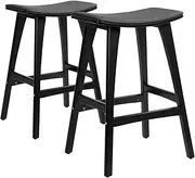[La Bella] KANSO Wooden Bar Stool Set of 2 – 65cm Seat Height, Minimalist Japanese Design, Curved Seat, Natural Plywood Frame, Beige Fabric, for Kitchen Island, Home Bar or Café