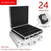 Watch Case for 24 Watches Collectors Display Storage Briefcase Aluminum Box