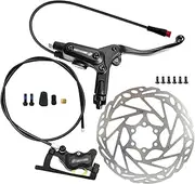 E-Bike Hydraulic Disc Brake, Right Front Brake Set Power-Off 4-Piston with Visible Oil Window/2-pin Waterproof Connector/180mm Rotor/950mm Hose