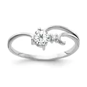 Solid 14k White Gold 4mm Cubic Zirconia AA Simulated CZ Ring