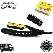 Barber Straight Cut Throat Shaving Razor Sharp Shavette Rasoirs + 10 Blades