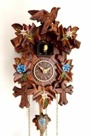 cuckoo clock black forest quartz german wood battery clock music painted new