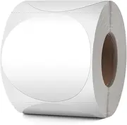 YIKIADA White Round Thermal Labels 3 Inches Circle Thermal Sticker Paper Self-Adhesive Waterproof Dot Stickers for Busineses & Warehouses 500 PCS per Roll