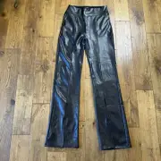 NWT Abercrombie & Fitch Women’s Sz Small 100% Vegan Leather Split-Hem Pants
