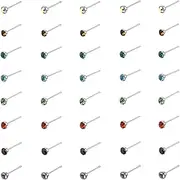 [Telooco] 80Pcs 22G Nose Studs Stainless Steel Nose Stuf Colorful Cubic Zirconia Body Piercing Jewelry Hyp-oallergenic Helix Earring Lip Stud Bar Tragus Piercing Jewellery for Women Men