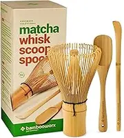BambooWorx Japanese Tea Set Matcha Whisk (Chasen) Traditional Scoop (Chashaku) Tea Spoon The Perfect Set to Prepare a Traditional Cup of Matcha.