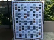 Handmade patchwork Quilt. Black and White Ripples (#81)