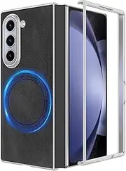 [RUNGOS] for Samsung Z Fold 6 Case MagSafe [Pearlescent Paint Frame] [Slim Fit & PU Leather] [Stable Magnetic] Wireless Charging Cover for Samsung Galaxy Z Fold 6 Case, Sturdy Shockproof Bumper 2024
