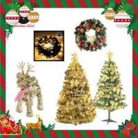 在飛比找ETMall東森購物網優惠-摩達客溫馨暖暖三件組( 6尺特仕幸福綠色聖誕樹附金色年華飾品