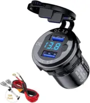 3.0 USB Quick Charger Socket, 12V/24V Dual USB Charger Socket with Switch On/Off