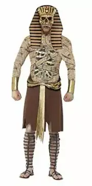 Smiffys Adult Mens Zombie Pharaoh Costume, Tabard, Arm Cuffs and Headpiece, Tom