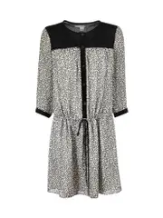 Abstract Silk Button Mini Dress