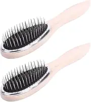 FRCOLOR Yiwu Women's Natural Hair Brush Wigs Wooden Hair Brush Metal Bristles Hair Brush Cushion Paddle Brush Women's Comb Hair Brush for Women Hair Brush Wooden Handle Wood Comb of 2