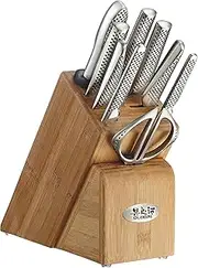 Global Takashi 10-Piece Japanese Knife Block Set, Made in Japan, Bamboo Storage Block