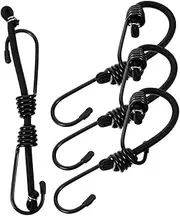 ULTECHNOVO 4pcs Bungee Straps with Hooks Elastic Rubber Cords for Securing Luggage and Cargo with Carabiner Clips for Bicycles and Motorcycles Heavy Duty Stability