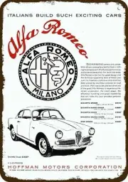 1960 ALFA ROMEO GIULIETTA Sports Car Vintage-Look DECORATIVE REPLICA METAL SIGN