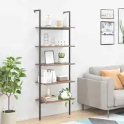vidaXL 5-Tier Leaning Shelf Dark Brown and Black 64x35x185 cm