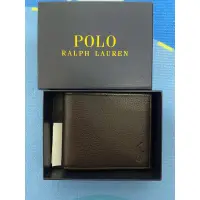 在飛比找蝦皮購物優惠-Polo Ralph Lauren 荔枝紋皮革皮夾深咖啡色