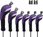 Andux Golf Club Head Cover Set Long Neck (3 Hybrid Cover + 3 Wood Cover)