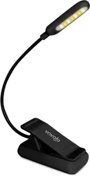 "Rechargeable Clip-On Reading Light - 7 LEDs, 9 Colors, 9 Brightness Levels"
