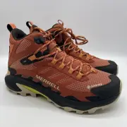 Merrell Moab Speed 2 Mid Gore-Tex Size 9 Mens Clay Black Orange Hiking Boots
