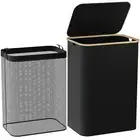 Large Laundry Hamper with Lid, 110L Tall Laundry Basket with Bamboo Handles &...