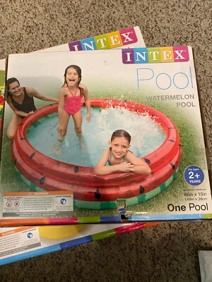 Intex 66-Inch Round Inflatable Outdoor Kids Swimming and Wading Watermelon Pool