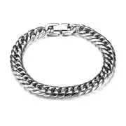 Stainless Steel Men's 8" Silver 8mm or 9.5mm Cuban Link Chain Bracelet